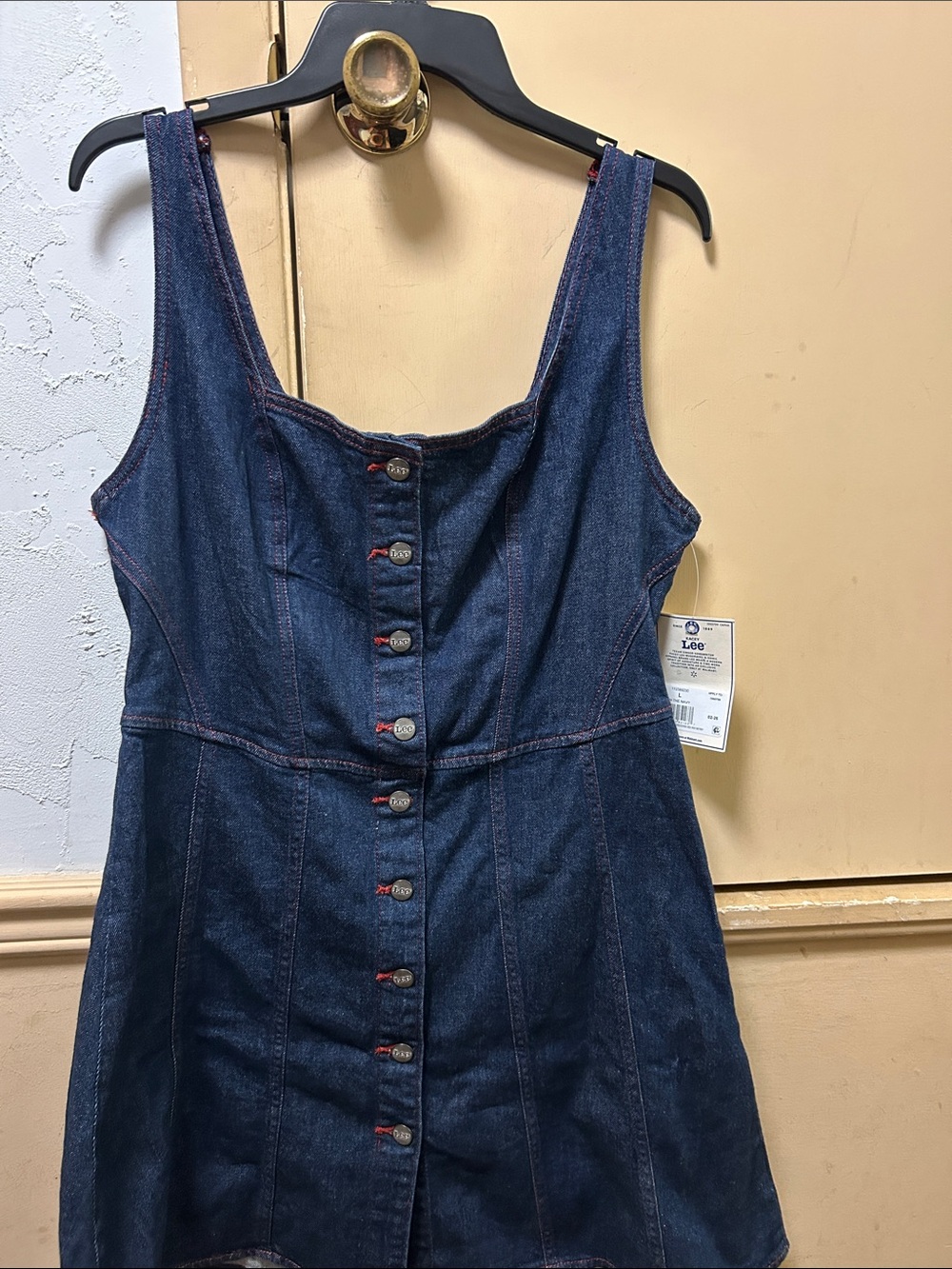 NWT Kacey Lee Country Chic, form fitting Blue Denim Mini Sundress.